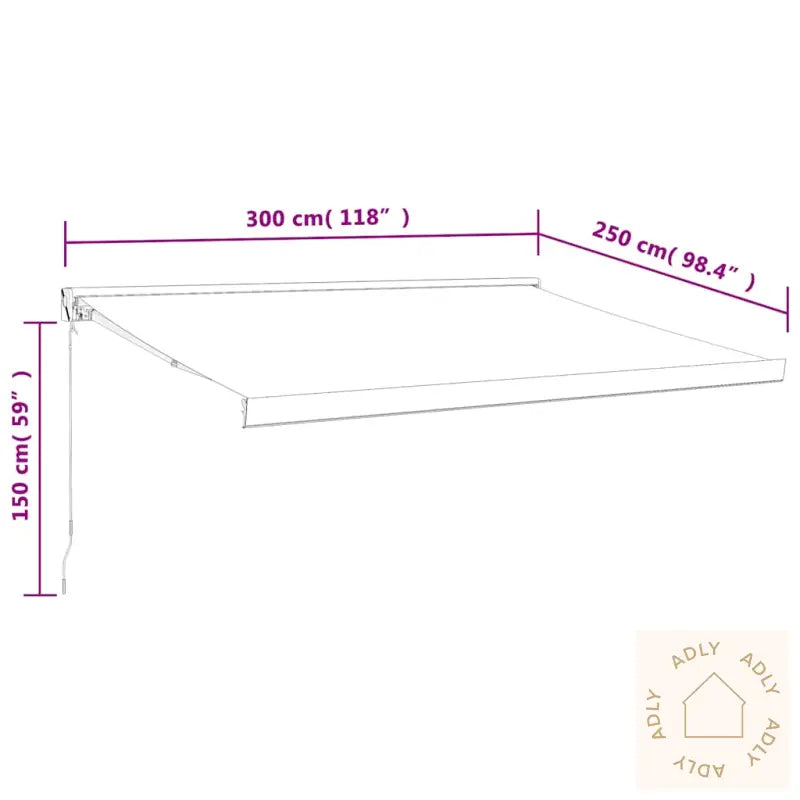 Uttrekkbar Markise Gul Og Hvit 3X2,5 M Stoff Og Aluminium