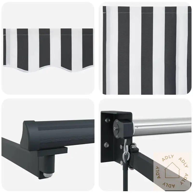 Uttrekkbar Markise Antrasitt Og Hvit 5X3 M Stoff Og Aluminium