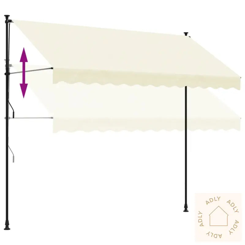 Uttrekkbar Markise Kremhvit 300X150 Cm Stoff Og Stål