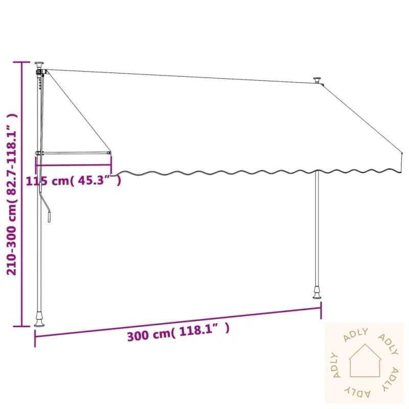 Uttrekkbar Markise Kremhvit 300X150 Cm Stoff Og Stål
