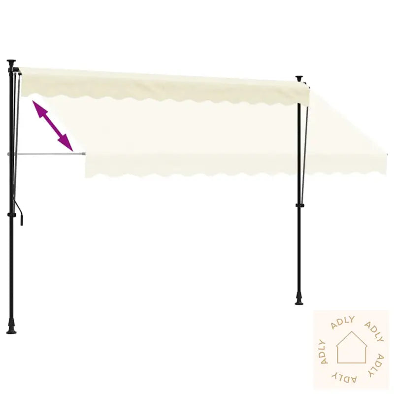 Uttrekkbar Markise Kremhvit 300X150 Cm Stoff Og Stål