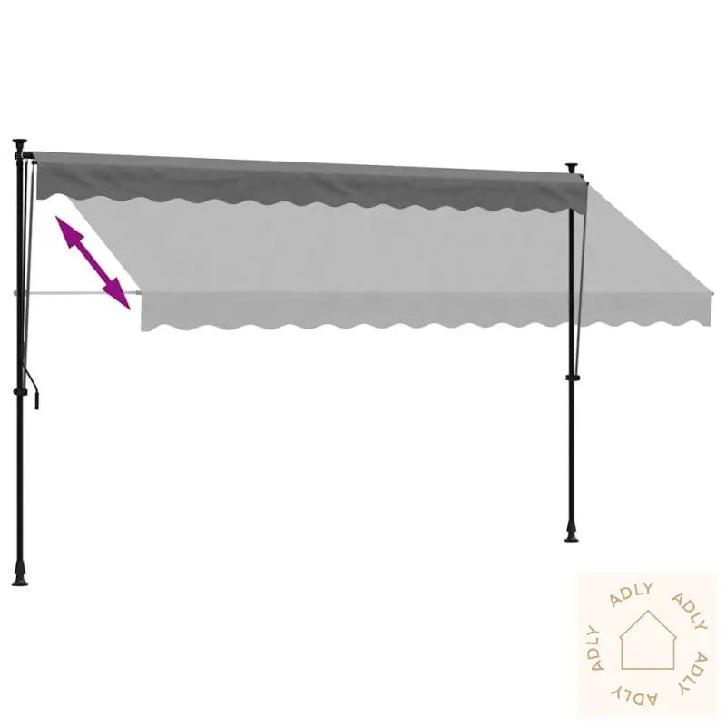 Uttrekkbar Markise Antrasitt 350X150 Cm Stoff Og Stål