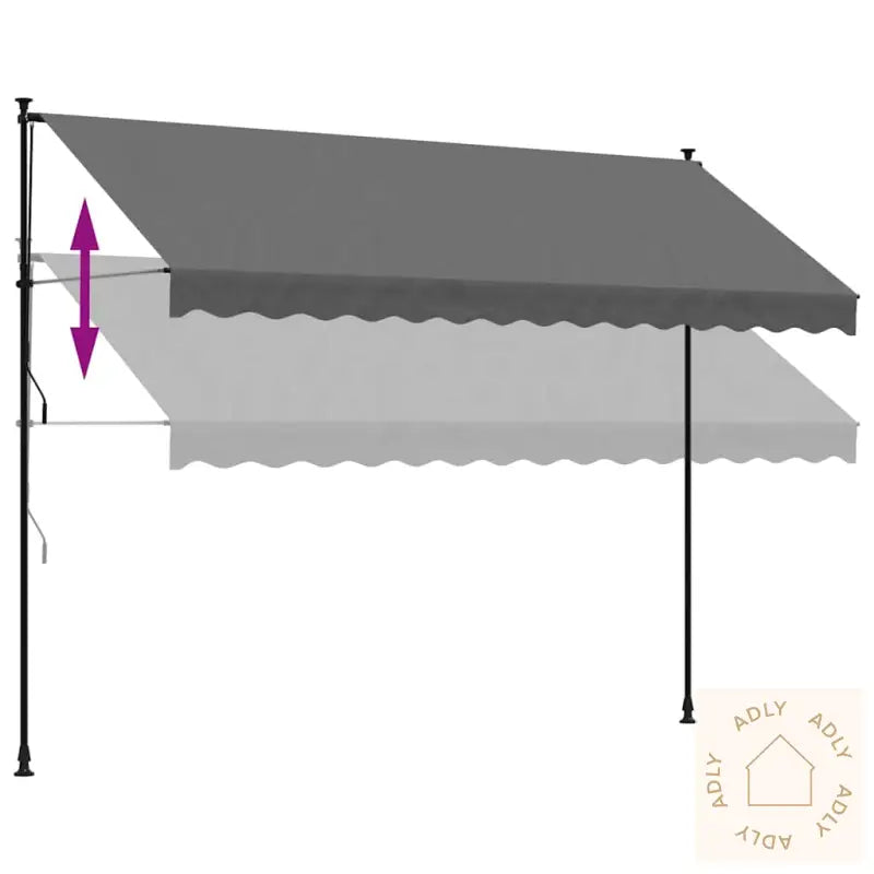 Uttrekkbar Markise Antrasitt 350X150 Cm Stoff Og Stål