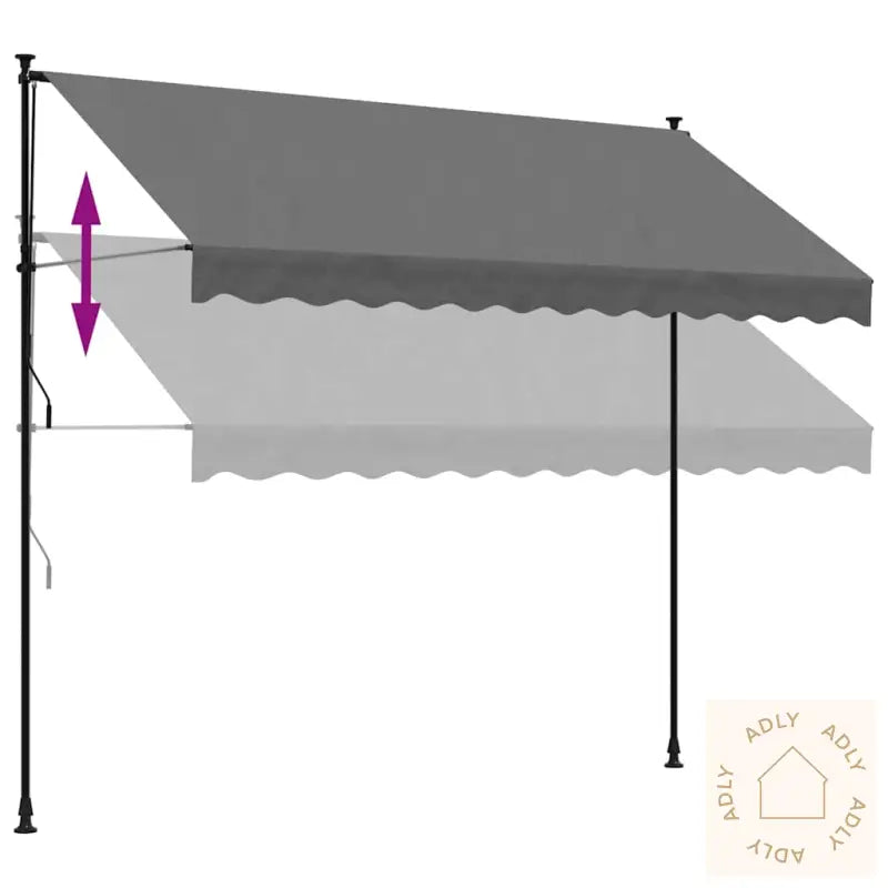 Uttrekkbar Markise Antrasitt 300X150 Cm Stoff Og Stål