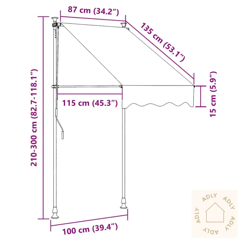 Uttrekkbar Markise Antrasitt 100X150 Cm Stoff Og Stål