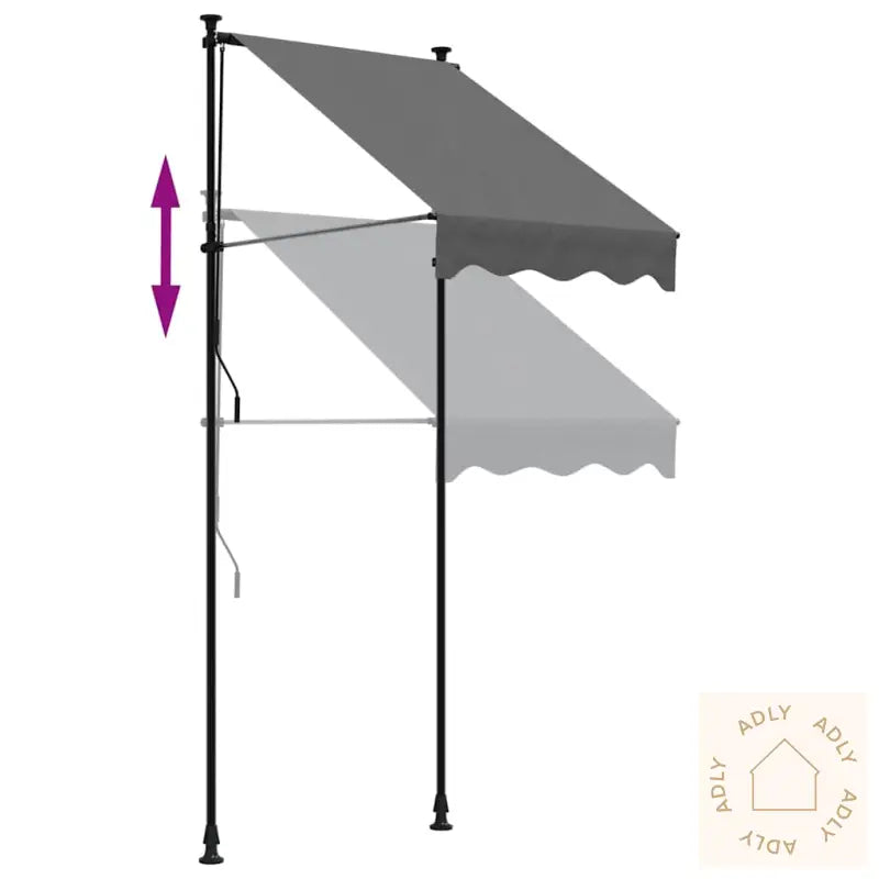 Uttrekkbar Markise Antrasitt 100X150 Cm Stoff Og Stål