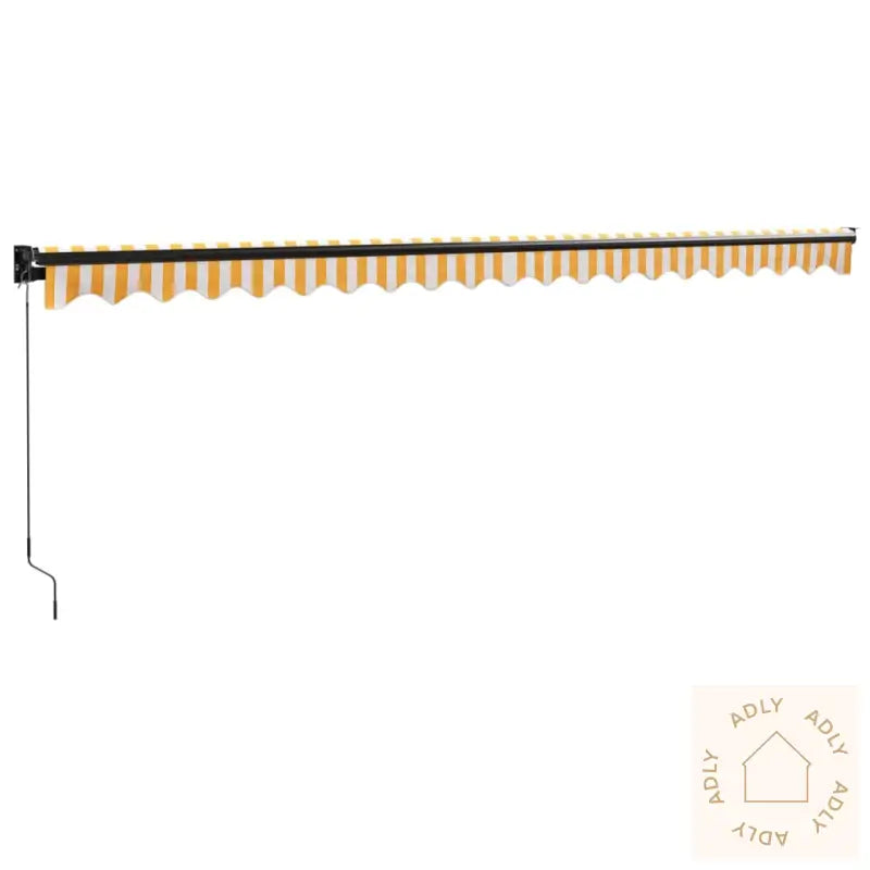 Uttrekkbar Markise Gul Og Hvit 5X3 M Stoff Og Aluminium