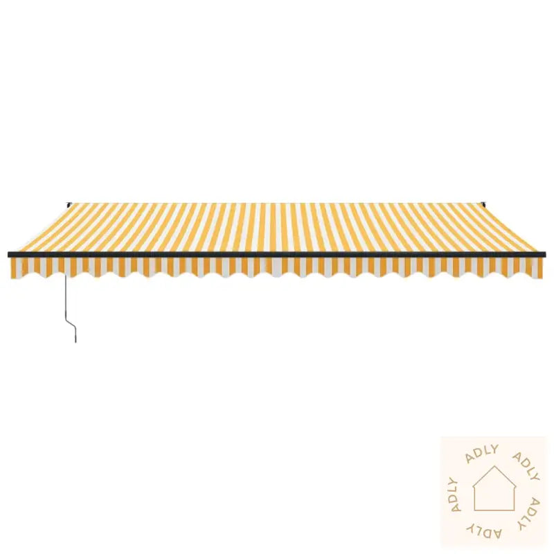 Uttrekkbar Markise Gul Og Hvit 5X3 M Stoff Og Aluminium