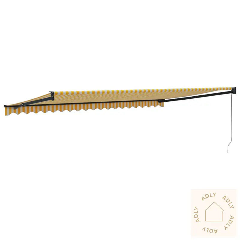 Uttrekkbar Markise Gul Og Hvit 5X3 M Stoff Og Aluminium