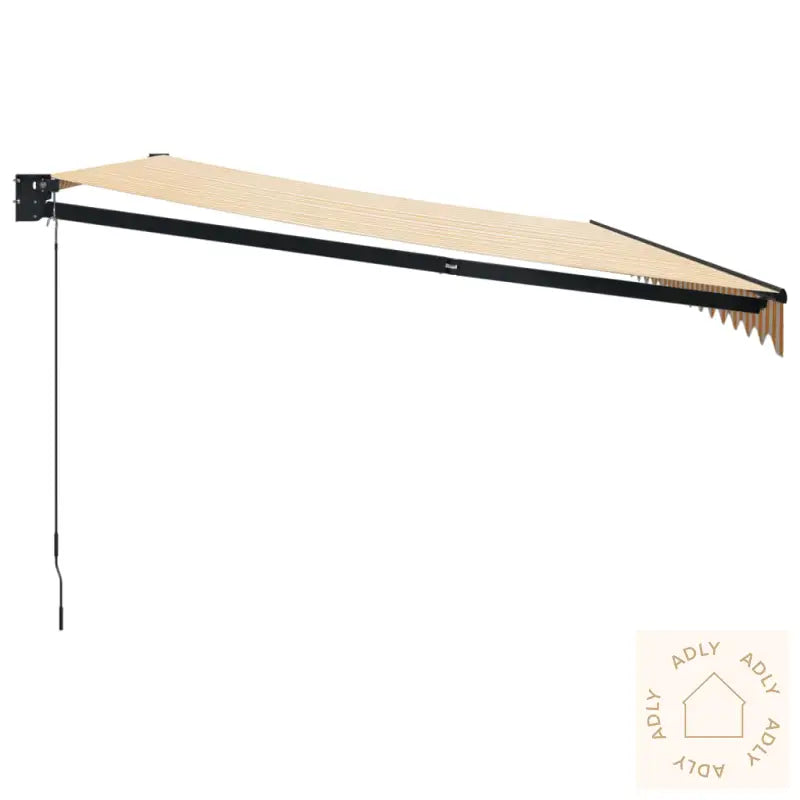 Uttrekkbar Markise Gul Og Hvit 5X3 M Stoff Og Aluminium