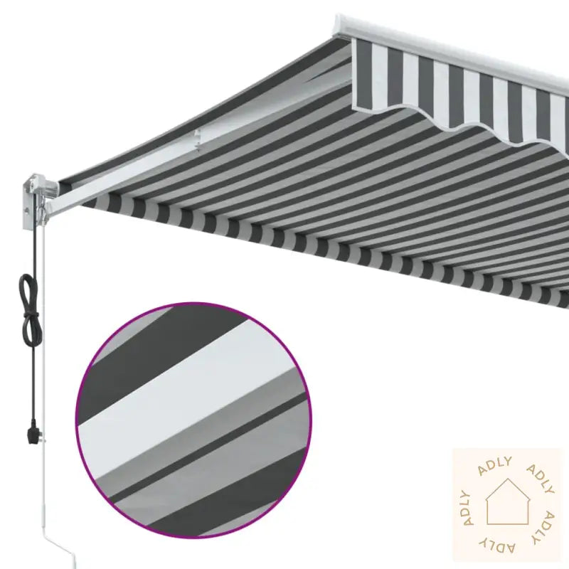 Uttrekkbar Markise Antrasitt Og Hvit 3,5X2,5 M Stoff Aluminium