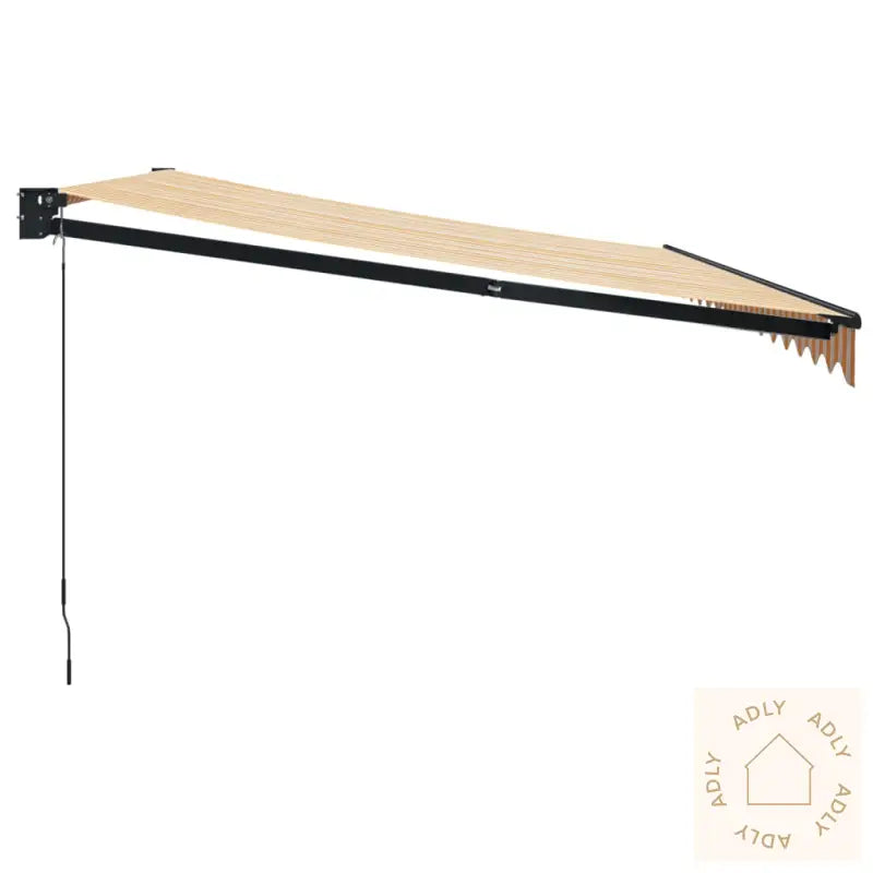 Uttrekkbar Markise Gul Og Hvit 4X3 M Stoff Og Aluminium
