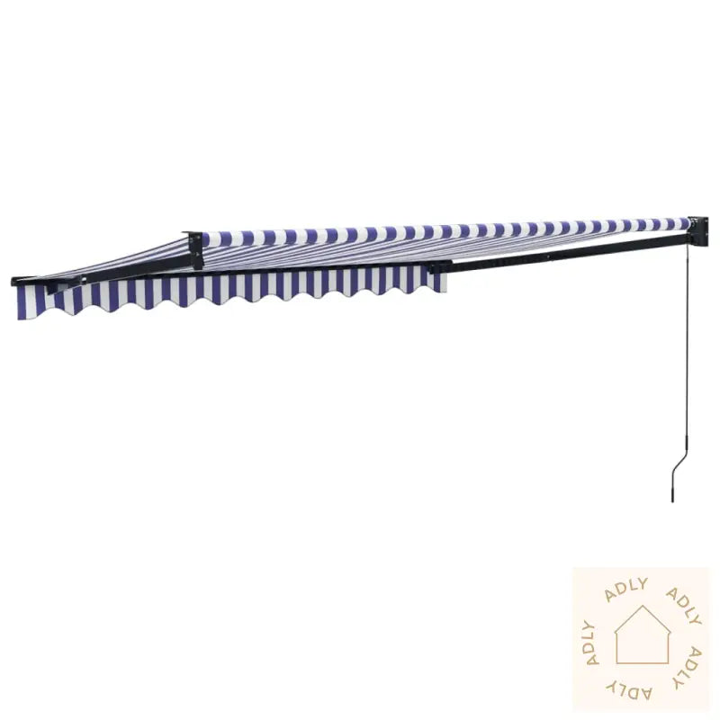 Uttrekkbar Markise Blå Og Hvit 3,5X2,5 M Stoff Og Aluminium