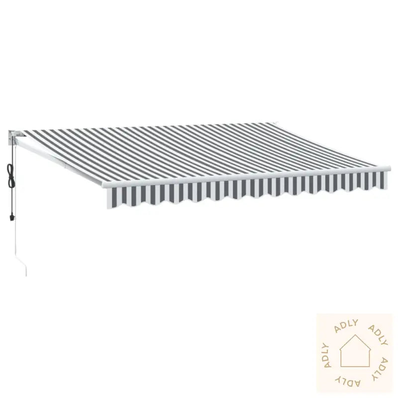 Uttrekkbar Markise Antrasitt Og Hvit 3,5X2,5 M Stoff Aluminium
