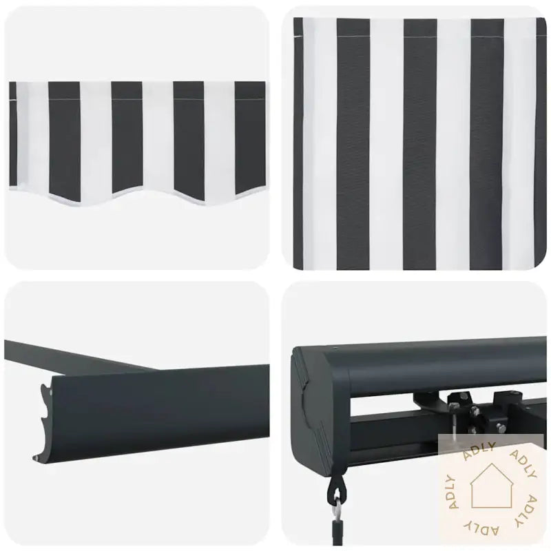 Uttrekkbar Markise Antrasitt Og Hvit 3X2,5 M Stoff Og Aluminium