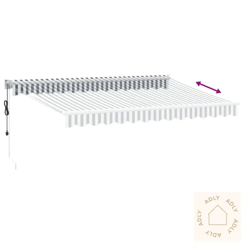 Uttrekkbar Markise Antrasitt Og Hvit 3,5X2,5 M Stoff Aluminium