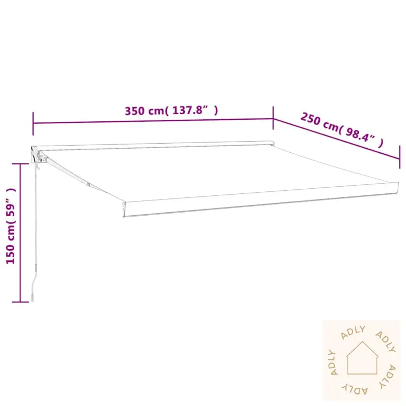 Uttrekkbar Markise Gul Og Hvit 3,5X2,5 M Stoff Og Aluminium