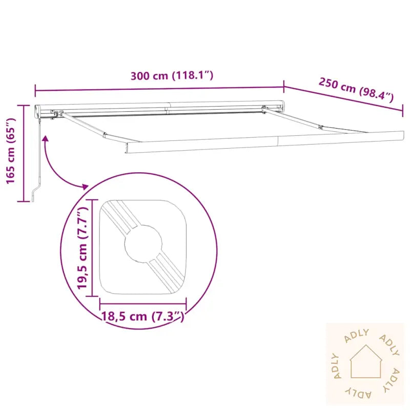 Uttrekkbar Markise Antrasitt Og Hvit 3X2,5 M Stoff Og Aluminium