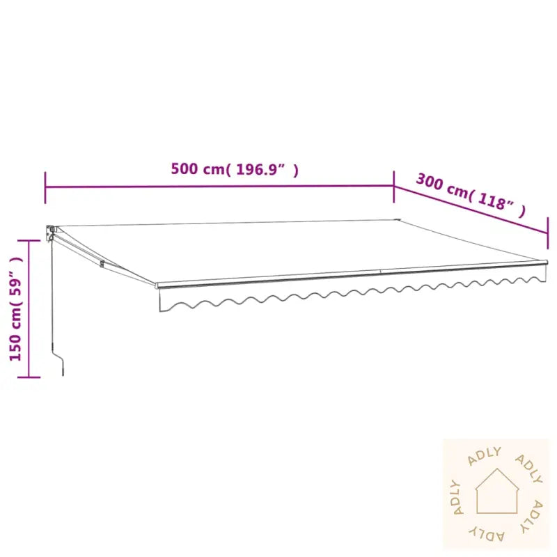 Uttrekkbar Markise Antrasitt 5X3 M Stoff Og Aluminium