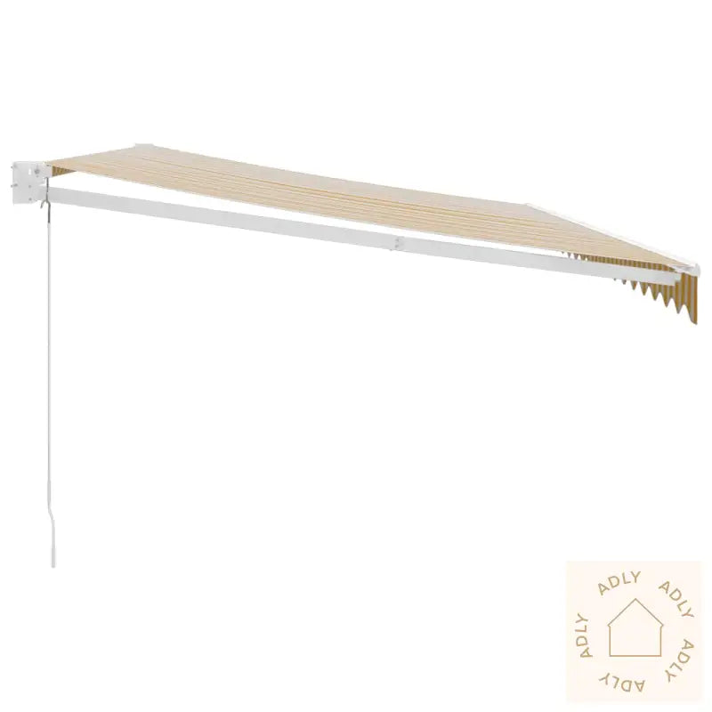 Uttrekkbar Markise Gul Og Hvit 5X3 M Stoff Og Aluminium