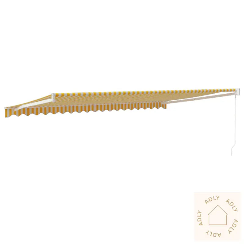 Uttrekkbar Markise Gul Og Hvit 5X3 M Stoff Og Aluminium