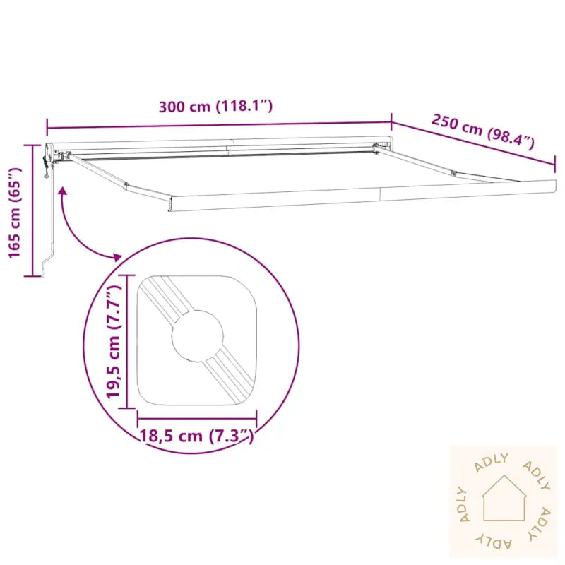 Uttrekkbar Markise Antrasitt Og Hvit 3X2,5 M Stoff Og Aluminium