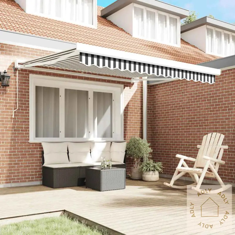 Uttrekkbar Markise Antrasitt Og Hvit 3X2,5 M Stoff Og Aluminium