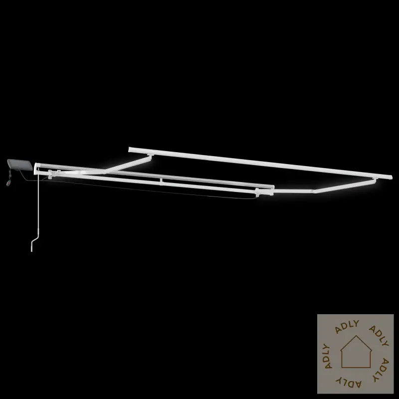 Manuell Uttrekkbar Markise Med Led Rød Og Hvit Stripe 350X250 Cm