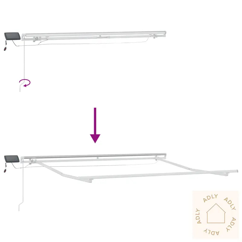 Manuell Uttrekkbar Markise Med Led Rød Og Hvit Stripe 350X250 Cm