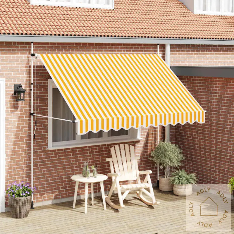 Manuell Uttrekkbar Markise 300 Cm Oransje Og Hvite Striper