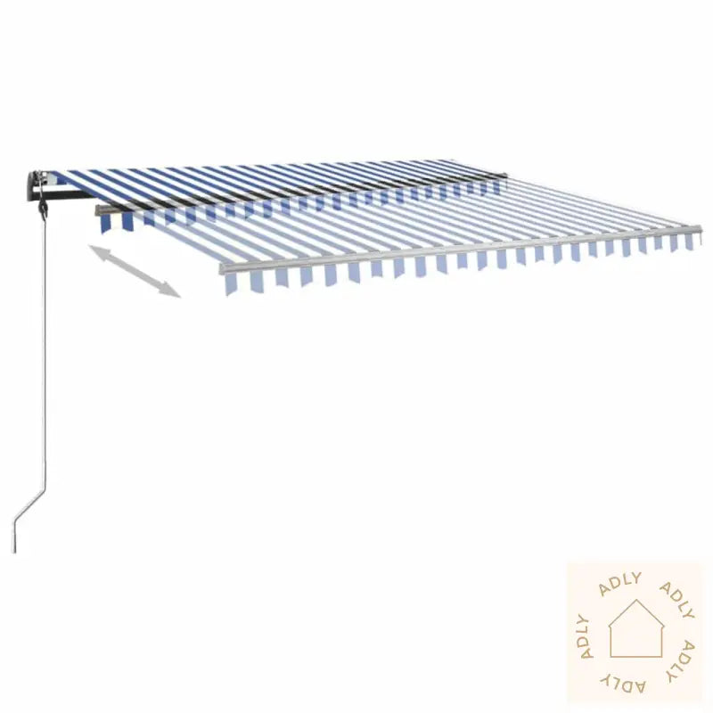 Frittstående Manuell Uttrekkbar Markise 450X350 Cm Blå/Hvit