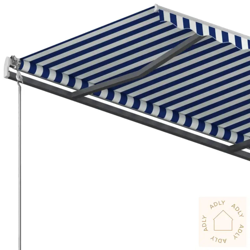 Frittstående Manuell Uttrekkbar Markise 450X350 Cm Blå/Hvit