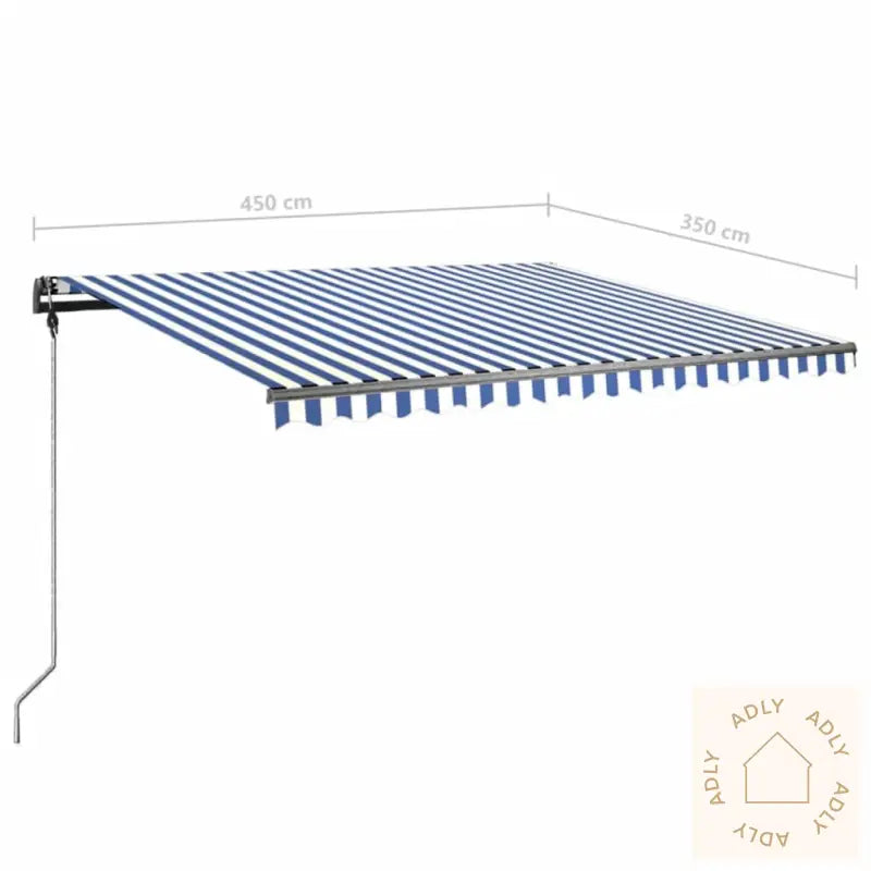Frittstående Manuell Uttrekkbar Markise 450X350 Cm Blå/Hvit