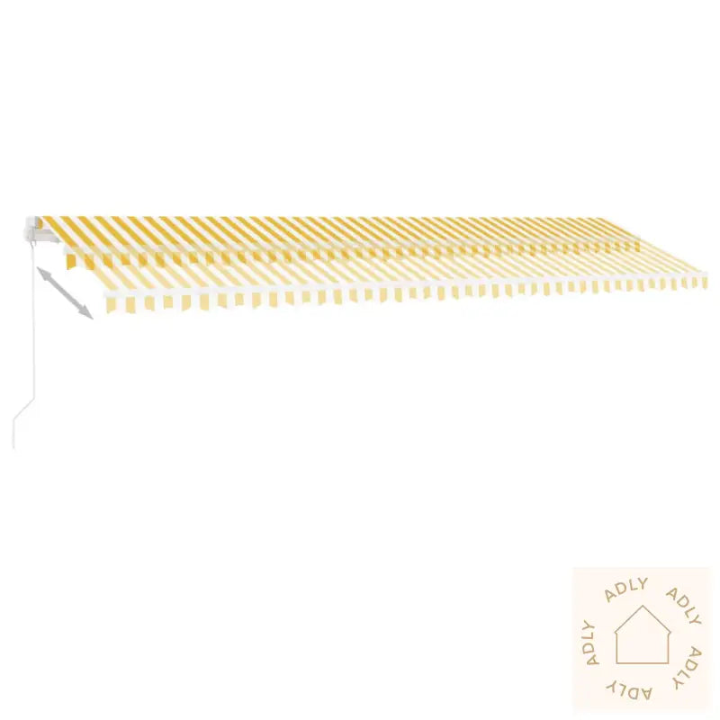 Manuell Uttrekkbar Markise Med Led 600X350 Cm Gul Og Hvit