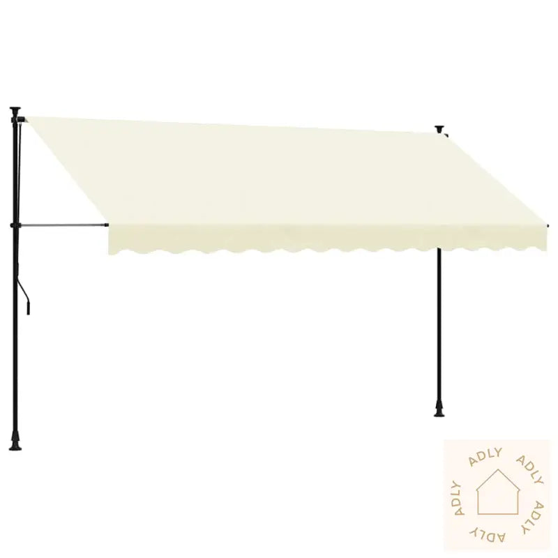 Uttrekkbar Markise Kremhvit 350X150 Cm Stoff Og Stål