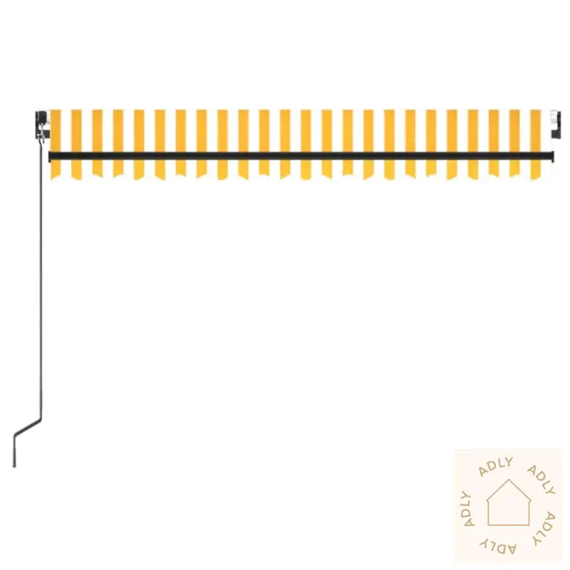 Manuell Uttrekkbar Markise Med Led 400X350 Cm Gul Og Hvit