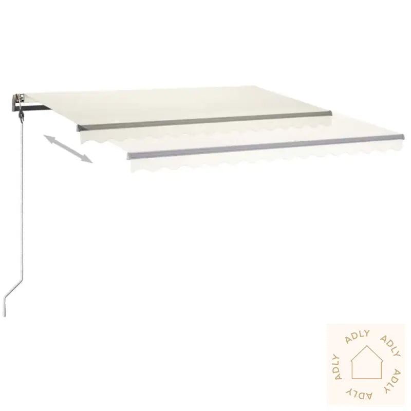 Manuell Uttrekkbar Markise Med Led 400X300 Cm Kremhvit
