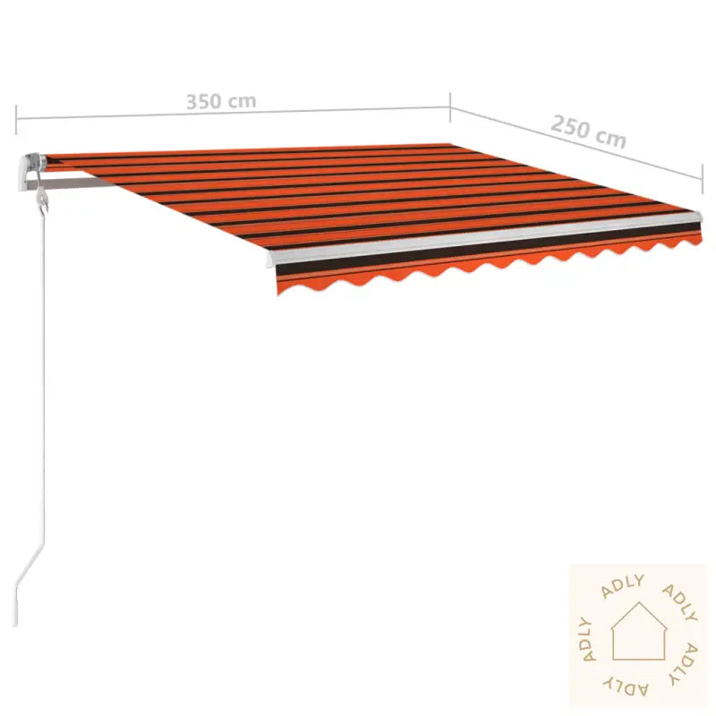 Manuell Uttrekkbar Markise Med Led 3,5X2,5 M Oransje Og Brun