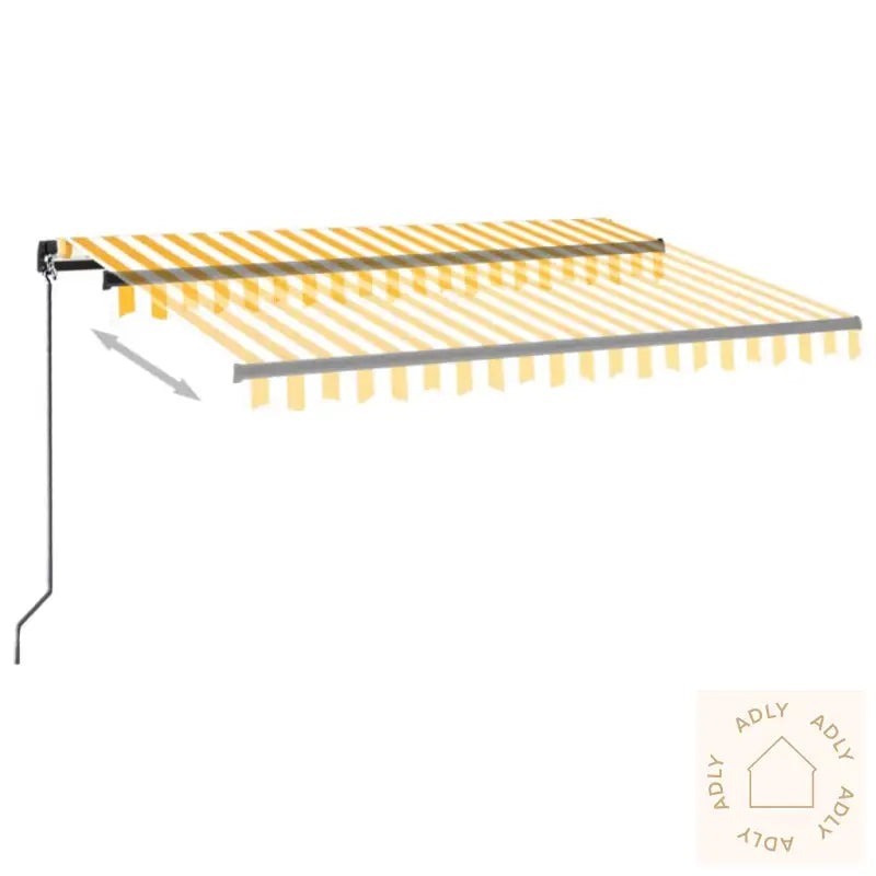 Manuell Uttrekkbar Markise 350X250 Cm Gul Og Hvit