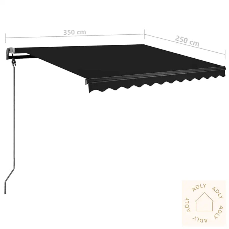 Manuell Uttrekkbar Markise Med Led 350X250 Cm Antrasitt