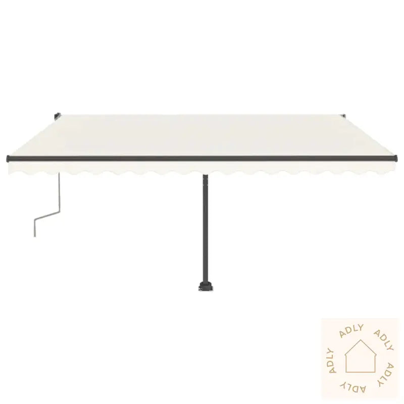 Manuell Uttrekkbar Markise Med Led 400X300 Cm Kremhvit