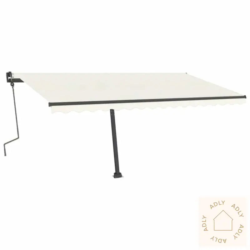 Manuell Uttrekkbar Markise Med Led 400X300 Cm Kremhvit