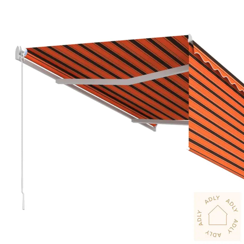Manuell Uttrekkbar Markise Med Stolper 3X2,5 M Oransje Brun