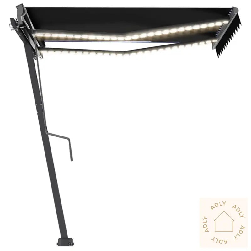 Manuell Uttrekkbar Markise Med Led 350X250 Cm Antrasitt
