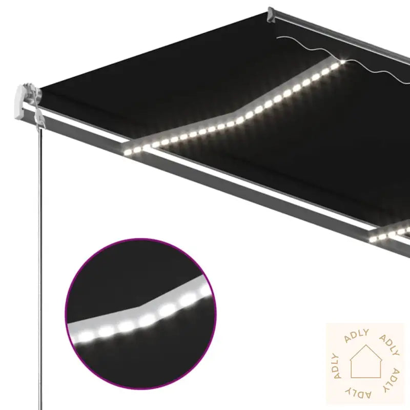 Manuell Uttrekkbar Markise Med Led 350X250 Cm Antrasitt