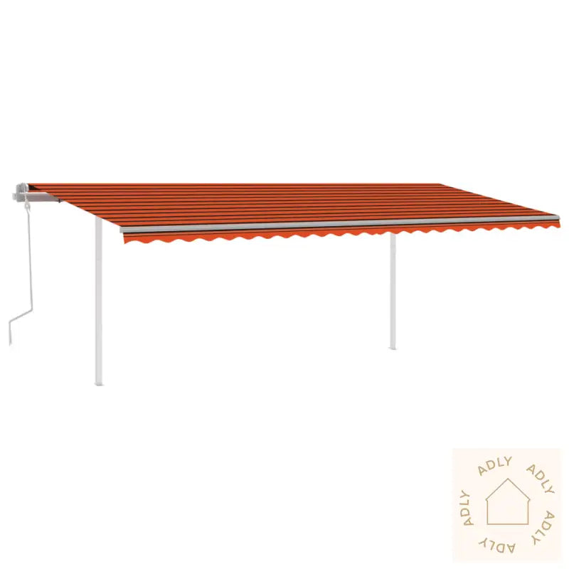Manuell Uttrekkbar Markise Med Led 6X3,5 M Oransje Og Brun