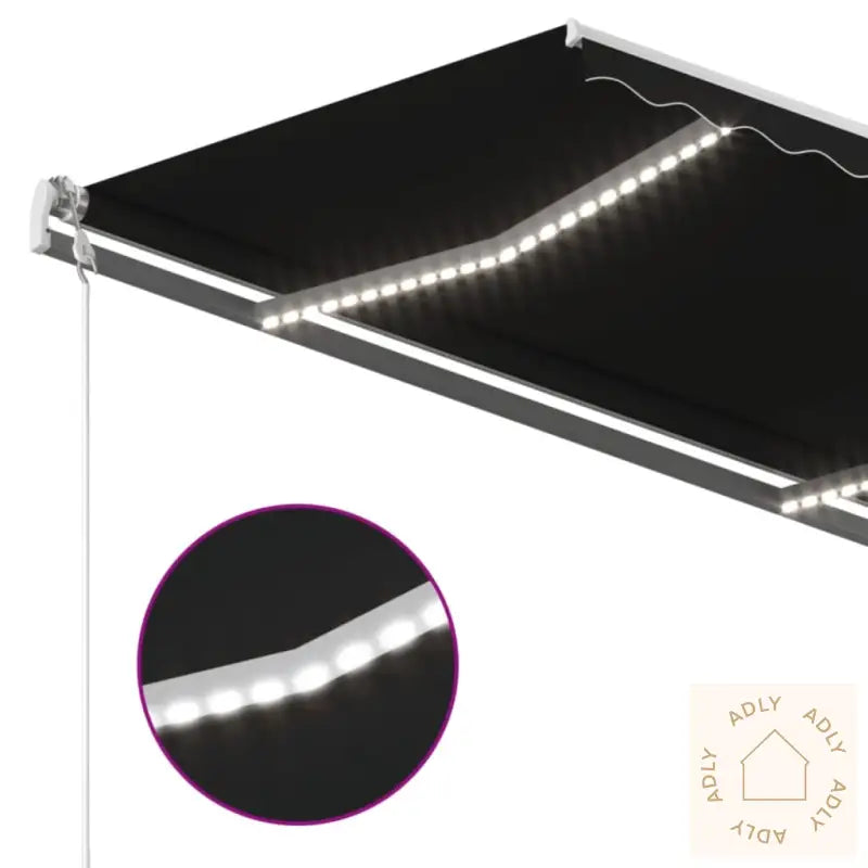 Manuell Uttrekkbar Markise Med Led 450X350 Cm Antrasitt