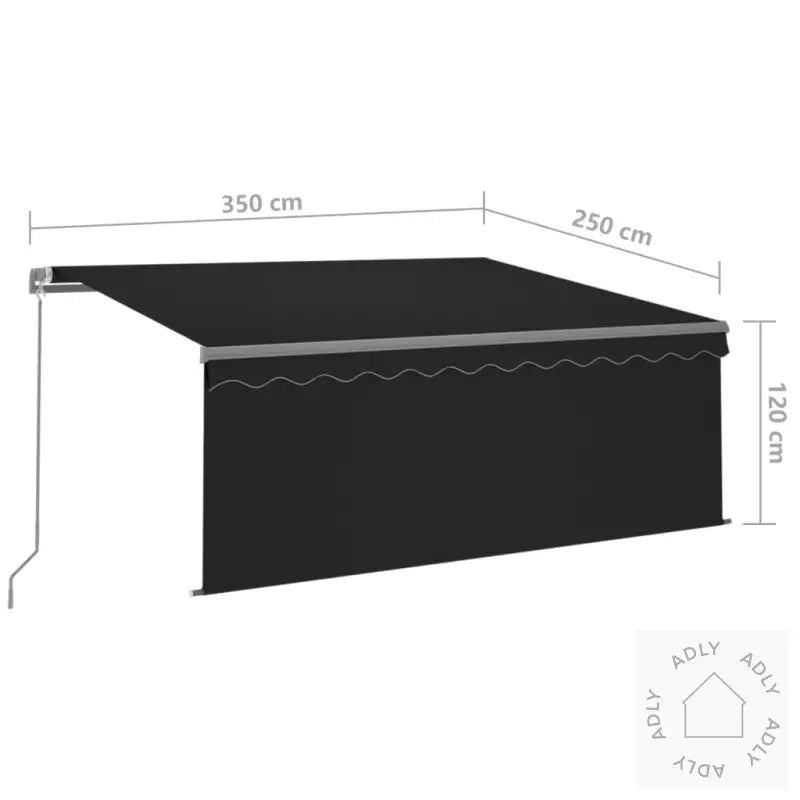 Manuell Uttrekkbar Markise Rullegardin&Led 3,5X2,5 M Antrasitt