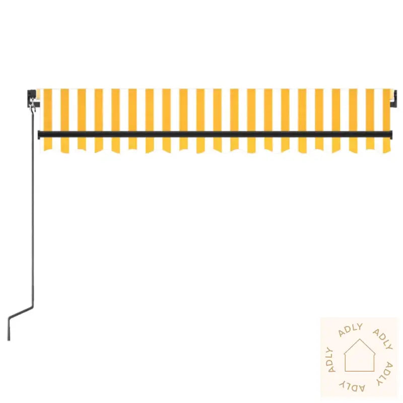 Manuell Uttrekkbar Markise 350X250 Cm Gul Og Hvit