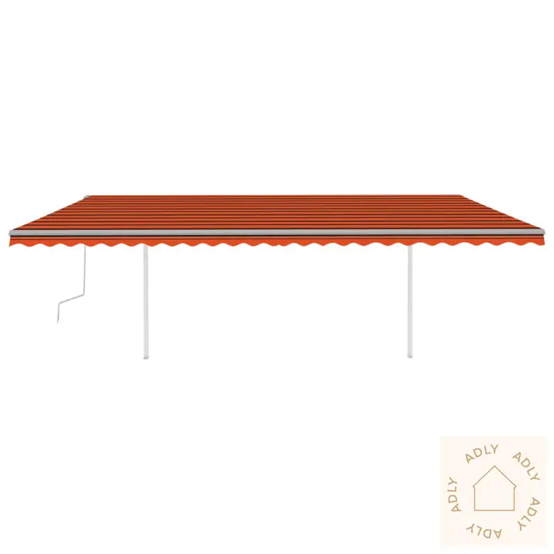 Manuell Uttrekkbar Markise Med Led 6X3,5 M Oransje Og Brun